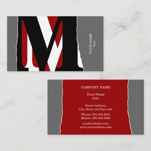 Moderne Abstracte Monogram Business/Networking Car Visitekaartje (Voorkant / Achterkant)