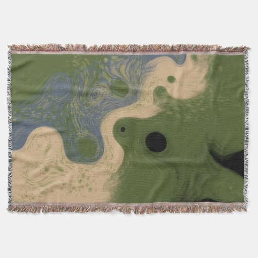 Moderne Abstracte Mosachtige Topografie Deken (Voorkant)