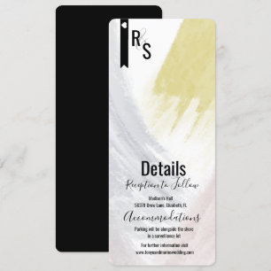Moderne Abstracte Mosterd Blush Trouwdetails Kaart