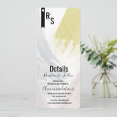 Moderne Abstracte mosterd Blush Wedding Details Kaart (Staand voorkant)