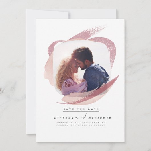 Moderne Abstracte mosterdroze sla de datum foto op Save The Date (Voorkant)