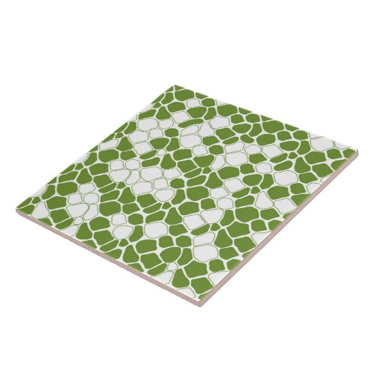 Moderne, abstracte mozaïek, pastelgroen, wit tegeltje (Zijkant)