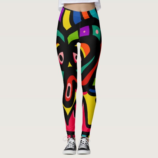 Moderne Abstracte multi-kleur Leggings (Voorkant)