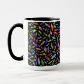 Moderne abstracte multikleurige diamanten op zwart mok (Links)