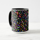 Moderne abstracte multikleurige diamanten op zwart mok (Voorkant links)