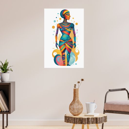 Moderne Abstracte mummie kunstwerken met felle kle Poster (Woonkamer 3)