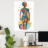 Moderne Abstracte mummie kunstwerken met felle kle Poster (Thuiskantoor)