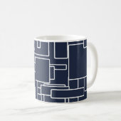 Moderne Abstracte navigatienblauw en wit patroon Koffiemok (Voorkant rechts)