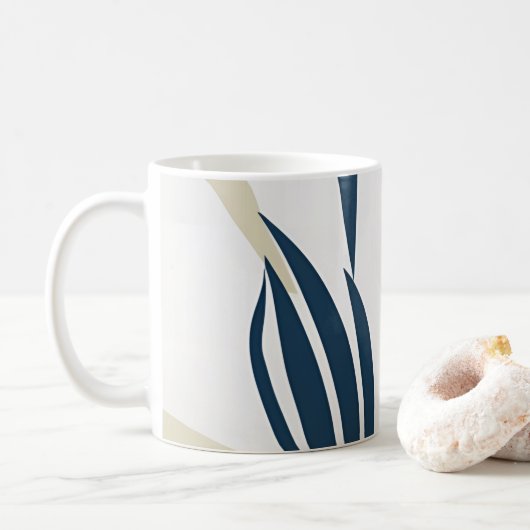 Moderne Abstracte Navy Blue & Beige Coffee Mok (Met donut)