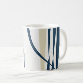 Moderne Abstracte Navy Blue & Beige Coffee Mok (Voorkant rechts)