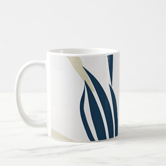 Moderne Abstracte Navy Blue & Beige Coffee Mok (Links)