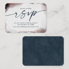 Moderne Abstracte Navy Blue Wedding Website RSVP Informatiekaartje