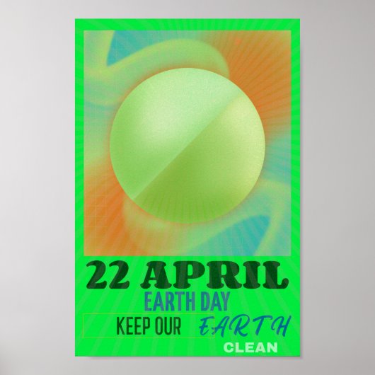 Moderne Abstracte Neon Art voor Earth Day Poster (Voorkant)