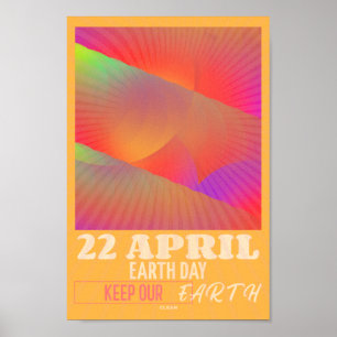 Moderne Abstracte Neon Art voor Earth Day Poster
