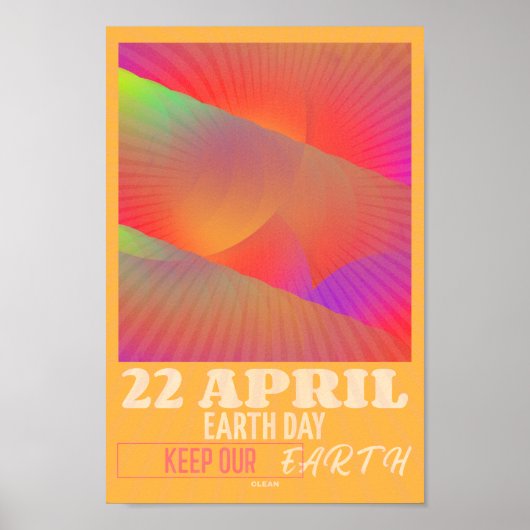 Moderne Abstracte Neon Art voor Earth Day Poster (Voorkant)