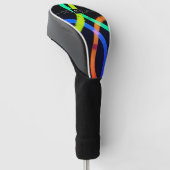 Moderne Abstracte Neon en zwarte monogram Golfheadcover (Schuin)