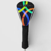 Moderne Abstracte Neon en zwarte monogram Golfheadcover (Voorkant)