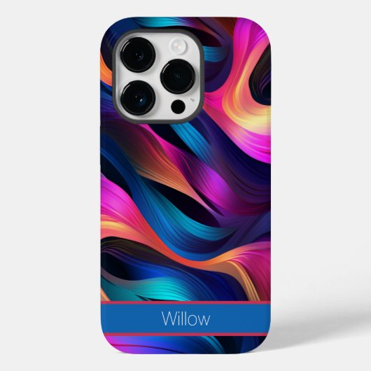 Moderne Abstracte Neon-kleurengolven Case-Mate iPhone Case (Achterkant)