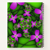 Moderne Abstracte Neon Pink Green Art Flowers Naam Notitieboek (Achterkant)