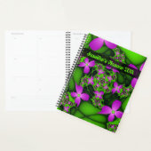 Moderne Abstracte Neon Pink Green Art Flowers Naam Planner (Display)