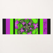 Moderne Abstracte Neon Pink Green Fractal Art Name Yogamat (Achterkant (horizontaal))