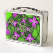 Moderne Abstracte Neon Pink Green Fractal Flowers (Voorkant)