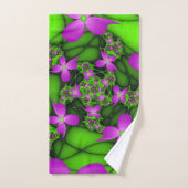 Moderne Abstracte Neon Pink Green Fractal Flowers Bad Handdoek (Handdoek)