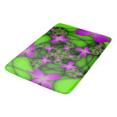Moderne Abstracte Neon Pink Green Fractal Flowers Badmat (Gekanteld)
