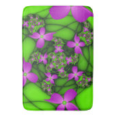 Moderne Abstracte Neon Pink Green Fractal Flowers Badmat (Voorkant Verticaal)