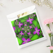 Moderne Abstracte Neon Pink Green Fractal Flowers Bedankzakje (Gezegeld)