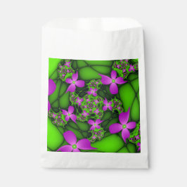 Moderne Abstracte Neon Pink Green Fractal Flowers Bedankzakje