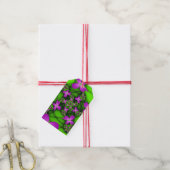 Moderne Abstracte Neon Pink Green Fractal Flowers Cadeaulabel (Met Touw)