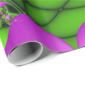 Moderne Abstracte Neon Pink Green Fractal Flowers Cadeaupapier (Rol Hoek)