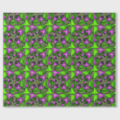 Moderne Abstracte Neon Pink Green Fractal Flowers Cadeaupapier (Vlak)