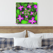 Moderne Abstracte Neon Pink Green Fractal Flowers Canvas Afdruk (Insitu (Slaapkamer))