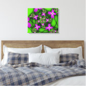 Moderne Abstracte Neon Pink Green Fractal Flowers Canvas Afdruk (Insitu (Slaapkamer))