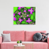 Moderne Abstracte Neon Pink Green Fractal Flowers Canvas Afdruk (Insitu (Woonkamer))