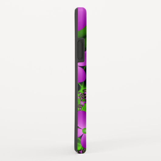 Moderne Abstracte Neon Pink Green Fractal Flowers Case-Mate iPhone Case (Achterkant/rechts)