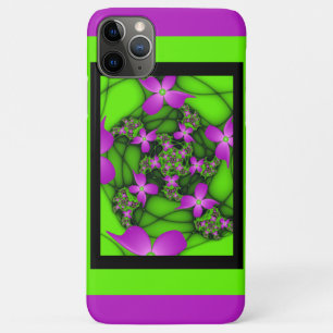 Moderne Abstracte Neon Pink Green Fractal Flowers Case-Mate iPhone Case