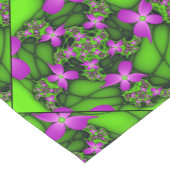 Moderne Abstracte Neon Pink Green Fractal Flowers Korte Tafelloper (Hoek)