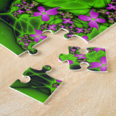 Moderne Abstracte Neon Pink Green Fractal Flowers Legpuzzel (Zijkant)