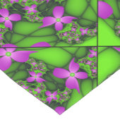 Moderne Abstracte Neon Pink Green Fractal Flowers Medium Tafelloper (Hoek)