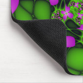 Moderne Abstracte Neon Pink Green Fractal Flowers Muismat (Hoek)