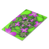 Moderne Abstracte Neon Pink Green Fractal Flowers Notitieblok (Schuin)