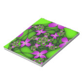 Moderne Abstracte Neon Pink Green Fractal Flowers Notitieblok (Linkerzijde)