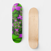 Moderne Abstracte Neon Pink Green Fractal Flowers Persoonlijk Skateboard (Voorkant)
