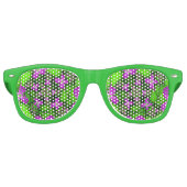 Moderne Abstracte Neon Pink Green Fractal Flowers Retro Zonnebril (Voorkant)