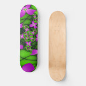 Moderne Abstracte Neon Pink Green Fractal Flowers Skateboard (Voorkant)
