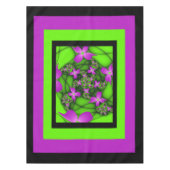 Moderne Abstracte Neon Pink Green Fractal Flowers Tafelkleed (Voorkant)