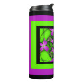 Moderne Abstracte Neon Pink Green Fractal Flowers Thermosbeker (Gedraaid links)